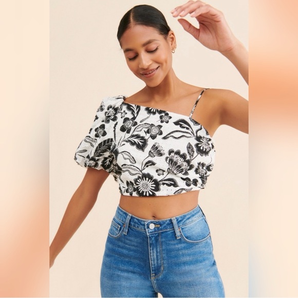 Anthropologie Tops - Anthropologie Maeve One-Shoulder Floral Eyelet Top